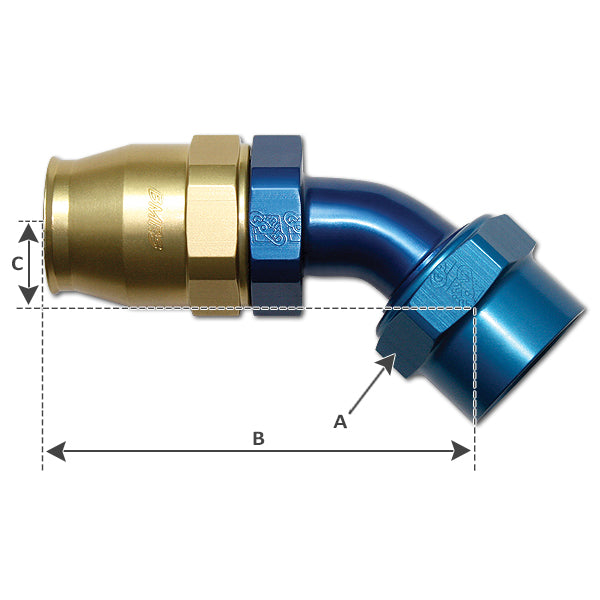 BMRS PROGold An10 45 Degree Double Swivel Female Reusable Fitting