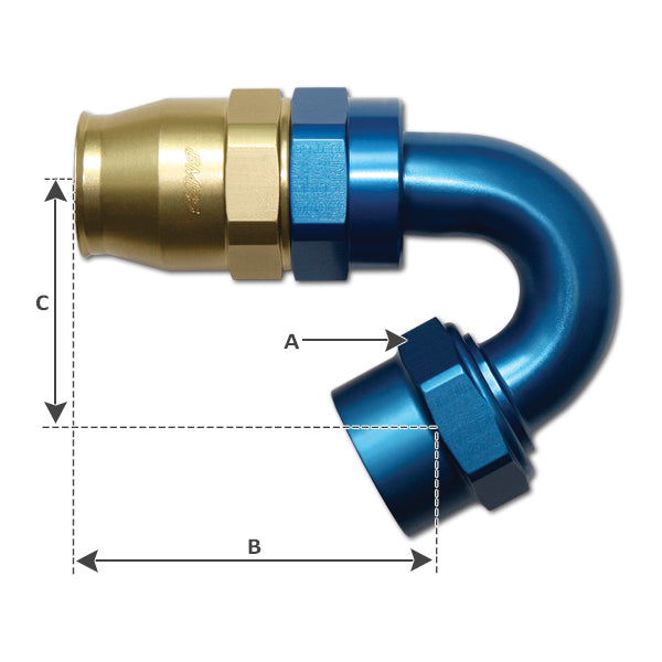 BMRS PROGold An10 150 Degree Double Swivel Female Reusable Fitting