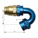 BMRS PROGold An10 150 Degree Double Swivel Female Reusable Fitting