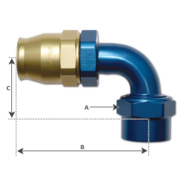 BMRS PROGold An10 90 Degree Double Swivel Female Reusable Fitting