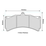 D2 Caliper F330mm, F356mm, R380mm 6POT Performance Brake Pad 17mm 8448